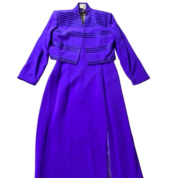 Rimini By Shaw Dress Womens 6  Blue Evening Gown Jacket Set 100% Silk Elegant‎ - Picture 4 of 16